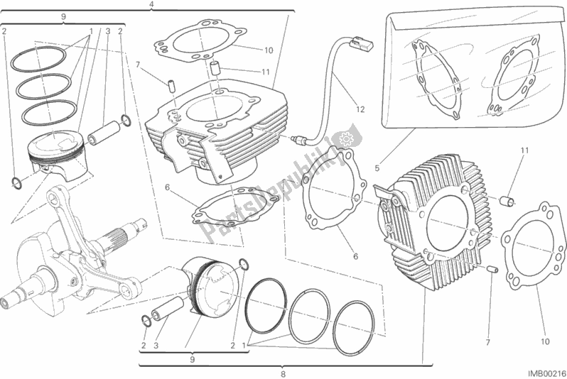 Toutes les pièces pour le Cylindres - Pistons du Ducati Scrambler Flat Track Thailand USA 803 2018